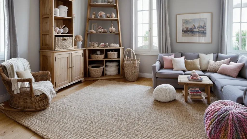 Coussins de canapé et tapis de yoga installés comme obstacles de motricité