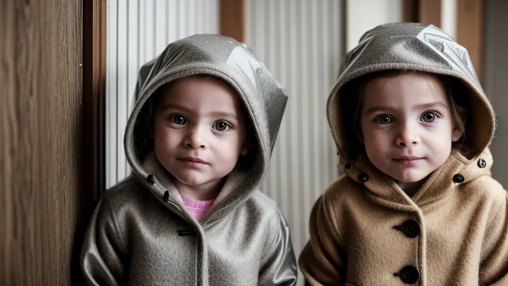 Petits manteaux en laine et cirés suspendus dans l'entrée du relais petite enfance.